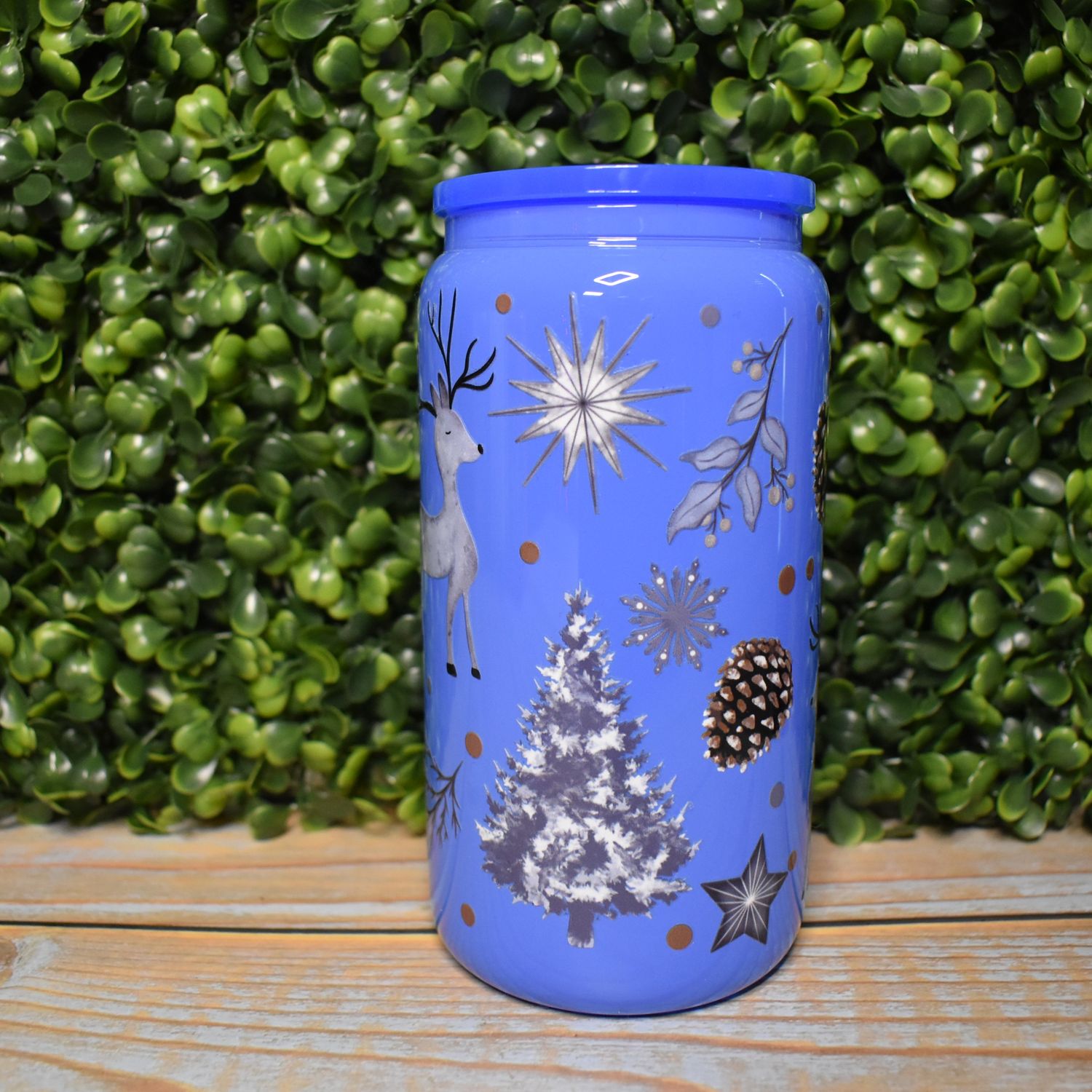 Blue Winter Glass Can
