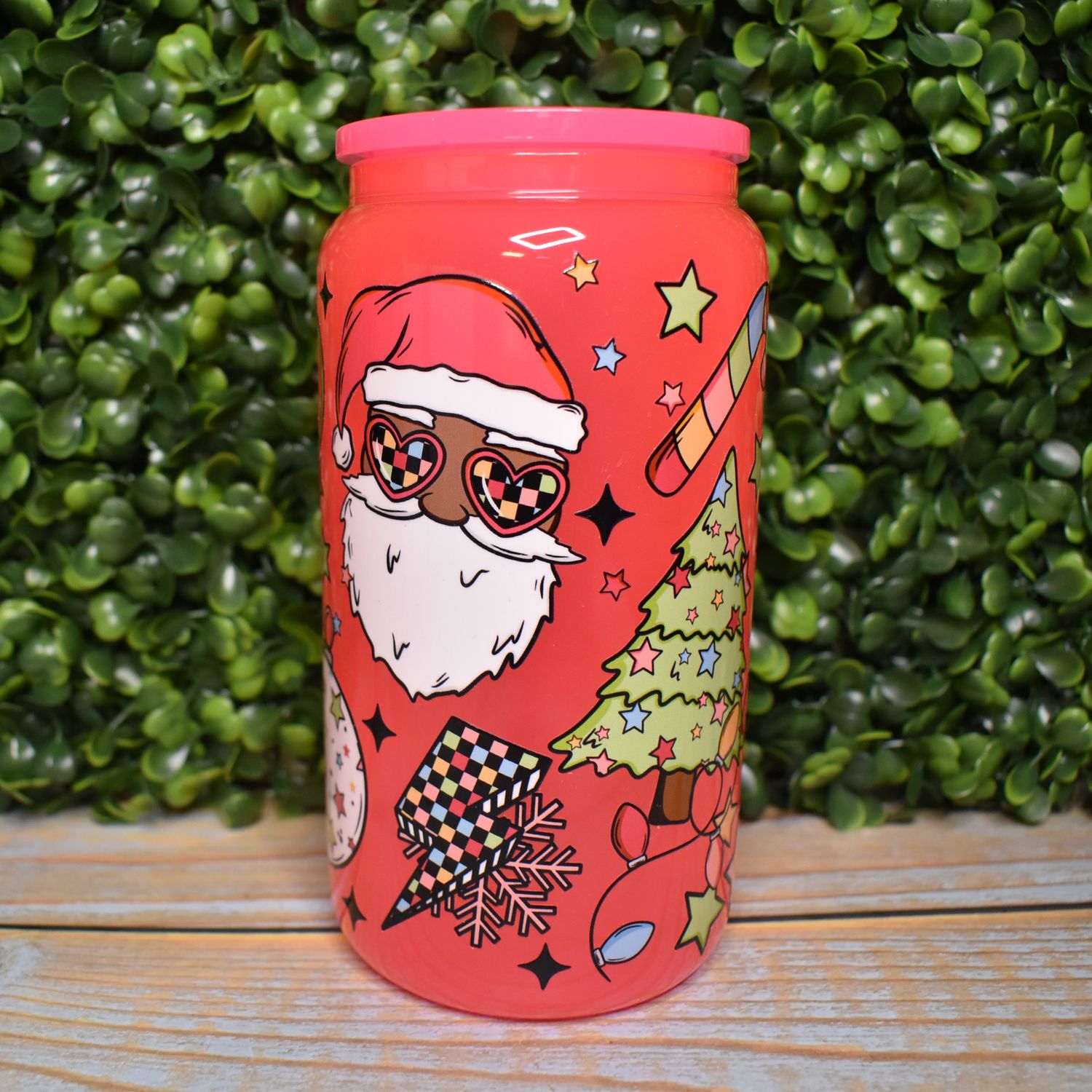 Cool Santas Glass Can
