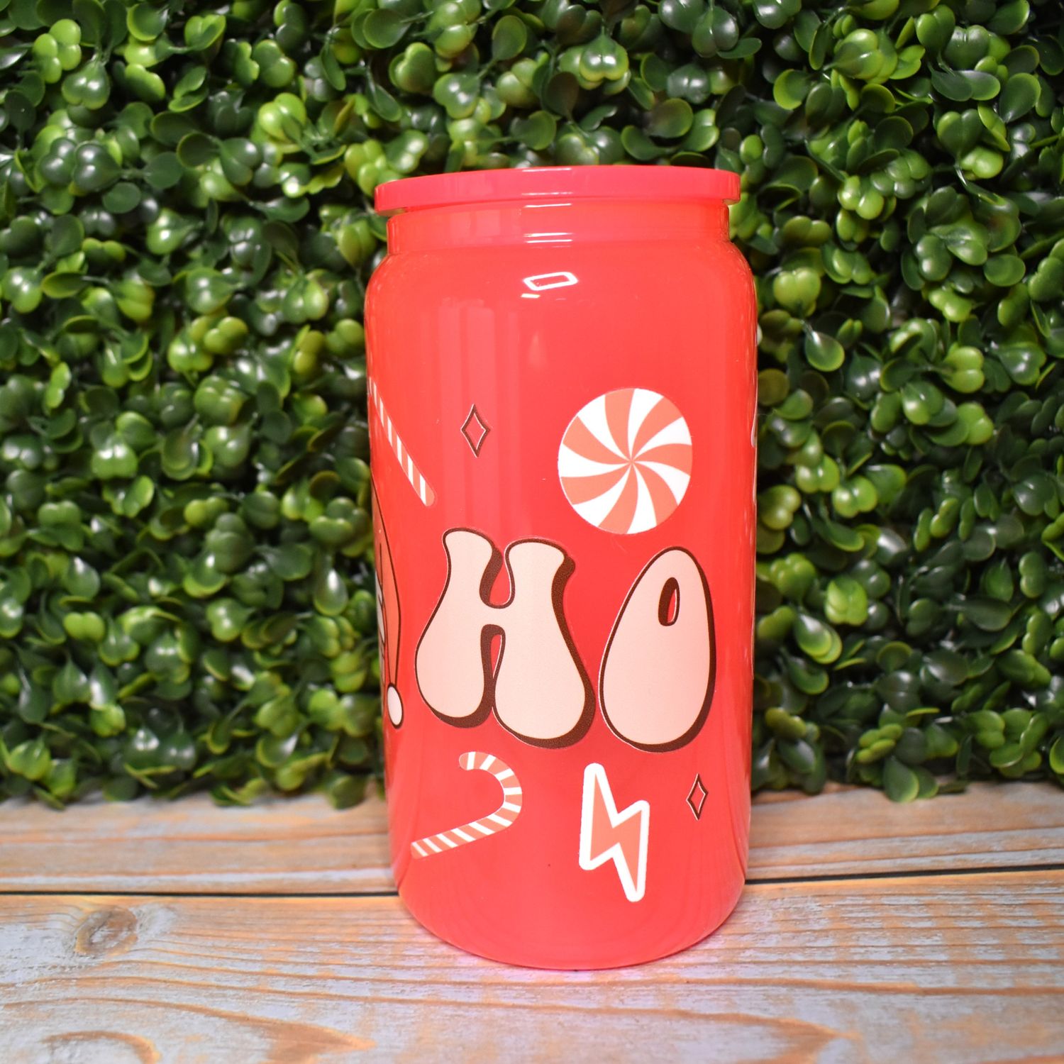 Neon Ho Ho Ho Glass Can