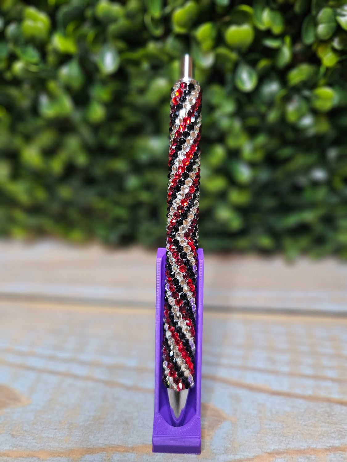 Black, Silver and Red Geo Swirl Bling Pen