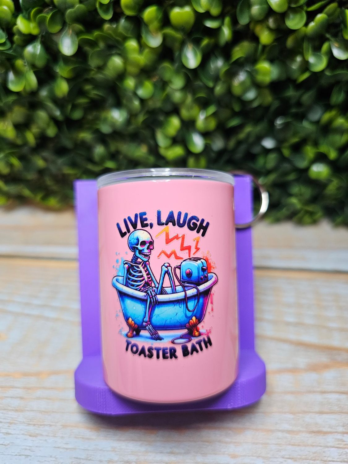 Live Laugh Toaster Bath Mini Shot Glass Keychain