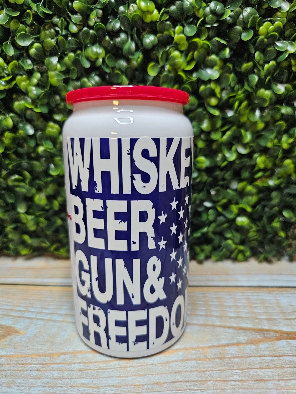 Whiskey, Beer, Gun, Freedom Stainless Steel Can