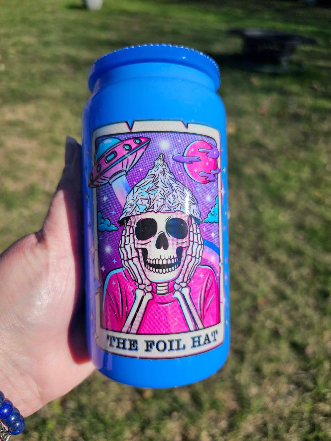 The Foil Hat Glass Can