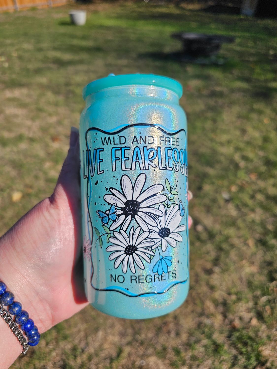 Wild and Free Glass Can