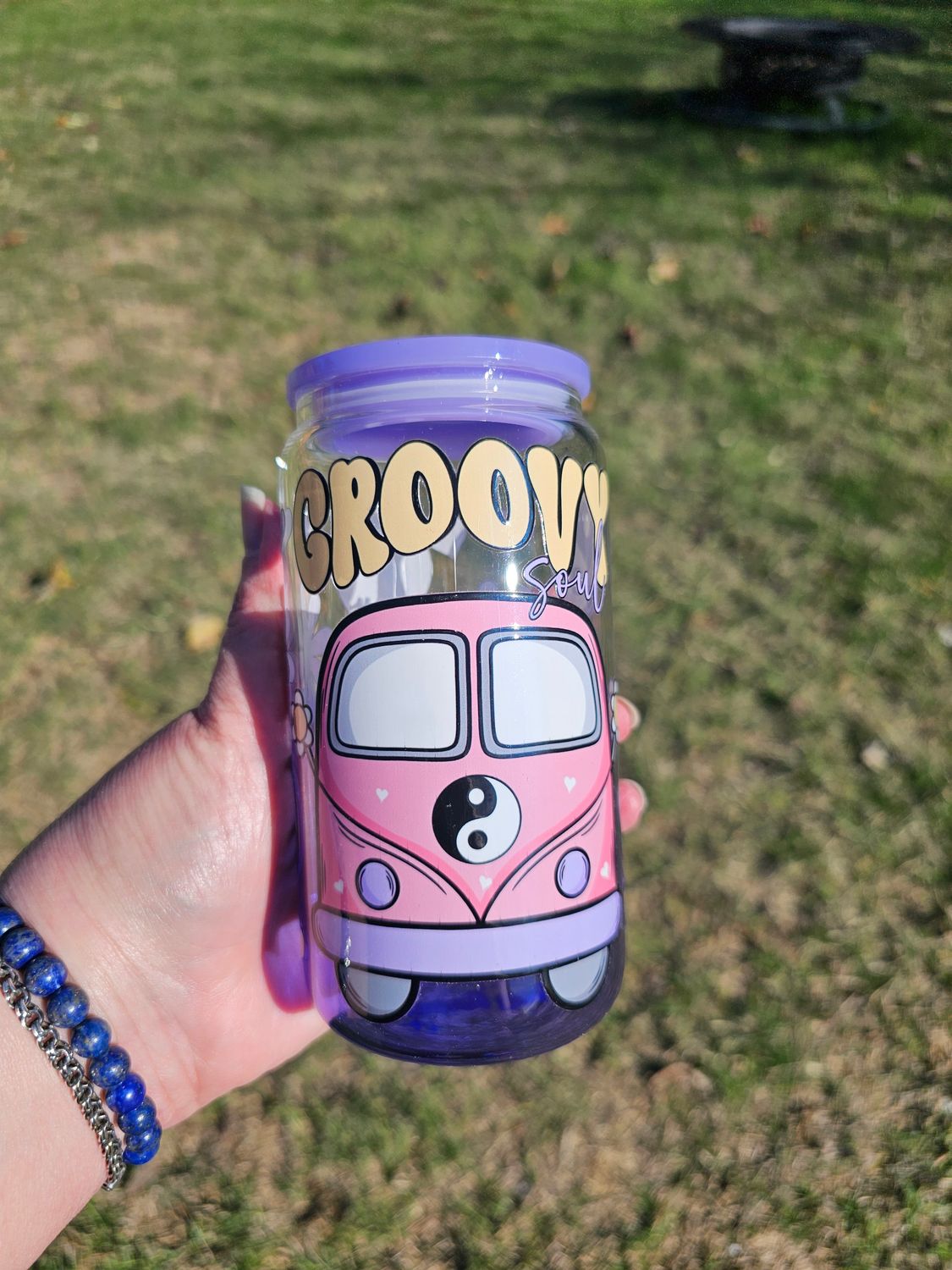 Groovy Bus Glass Can