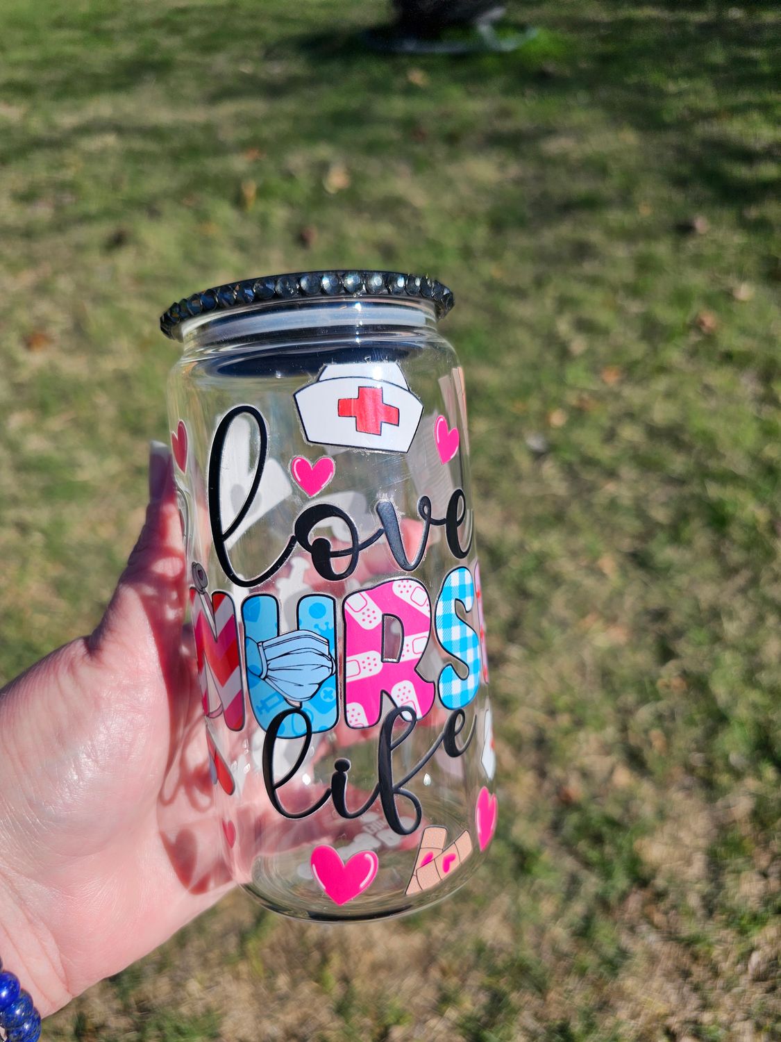 Love Nurse Life Glass Can