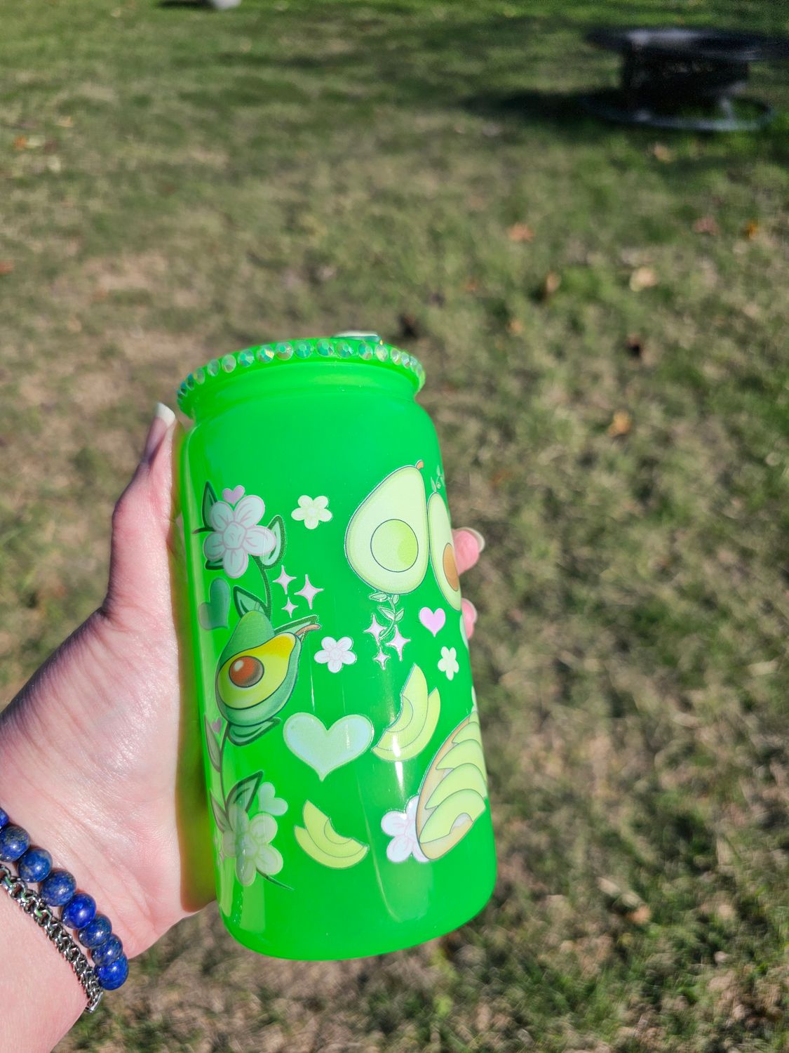 Avocado Glass Can