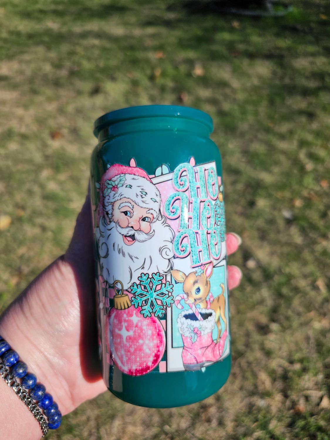 Ho Ho Ho Glass Can