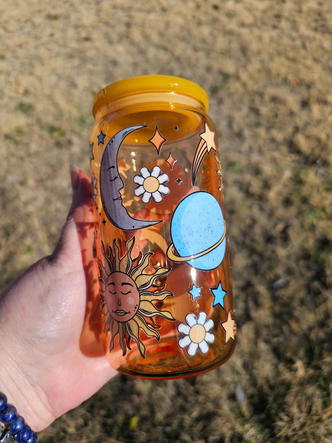 Sun &amp; Moon Celestial Glass Can