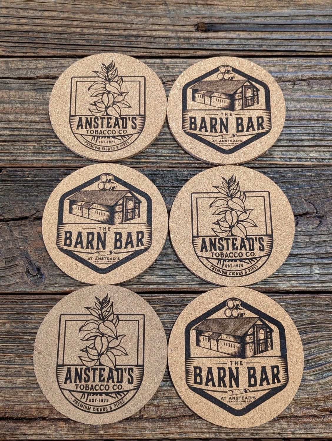 Anstead&#39;s 4&quot; Cork Coasters (Pack of 6)