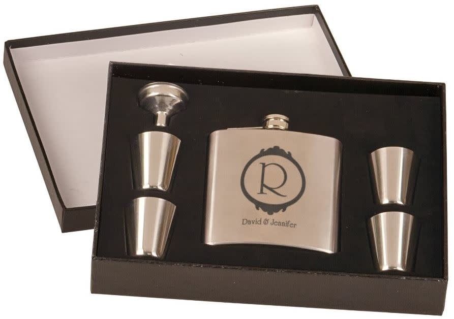 6 oz.  Stainless Steel Flask Set with Shot Glasses