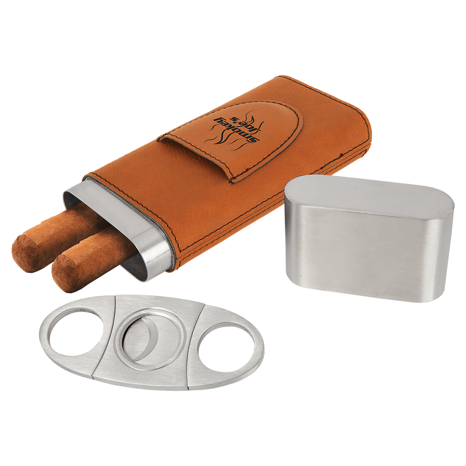 Rawhide Leatherette Cigar Case with Cutter