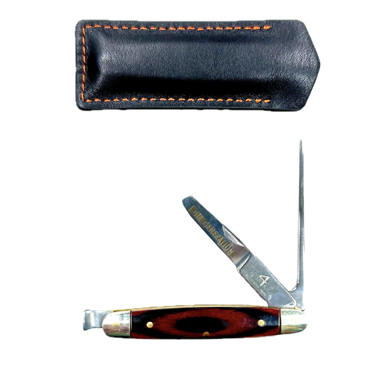 4th Generation Redwood &amp; Stainless-Steel Pipe Tool with Leather Sheath