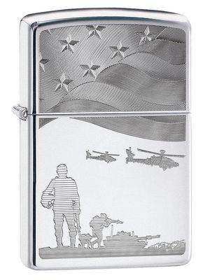 Zippo 80790 Soldiers and American Flag Engraved