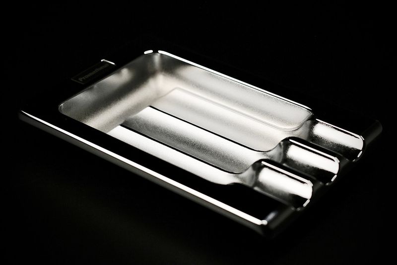 Prometheus Triple-Cigar Industrial Chrome Metal Ashtray