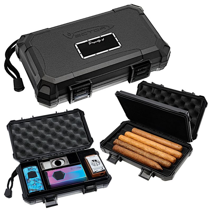 Vector Tempered Hardcase Travel Humidor (5-count) - Black
