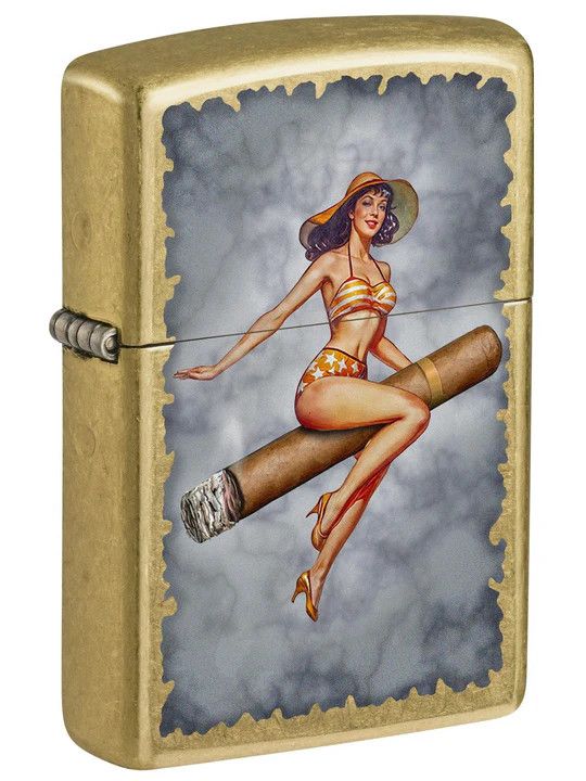 Zippo 81692 Whiskey and Cigars Party, Pin-up Girl Street Brass