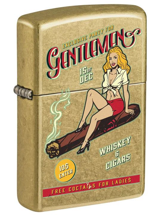 Zippo 81693 Whiskey and Cigars Party, Pin-up Girl Street Brass