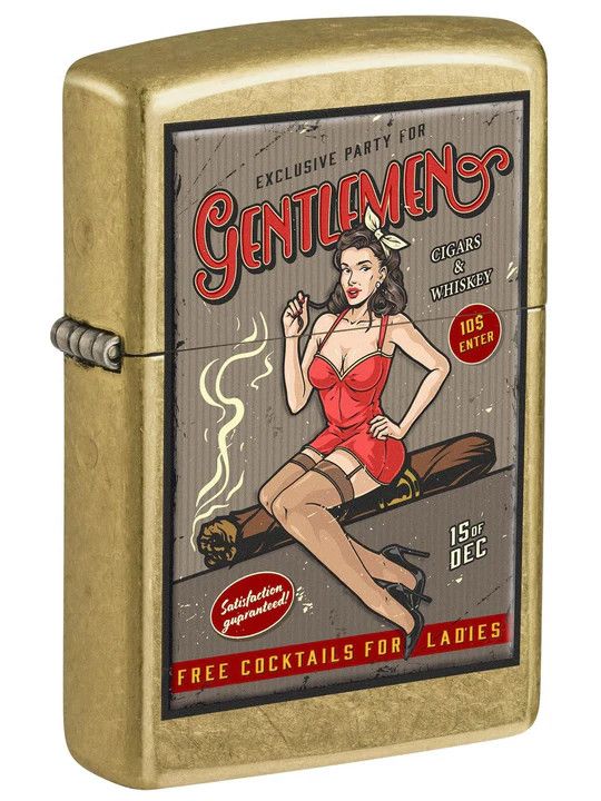 Zippo 81675 Whiskey and Cigars Party, Pin-up Girl Street Brass