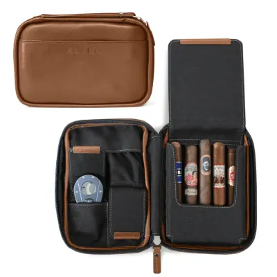 Klaro Flint Travel Leather Cigar Case