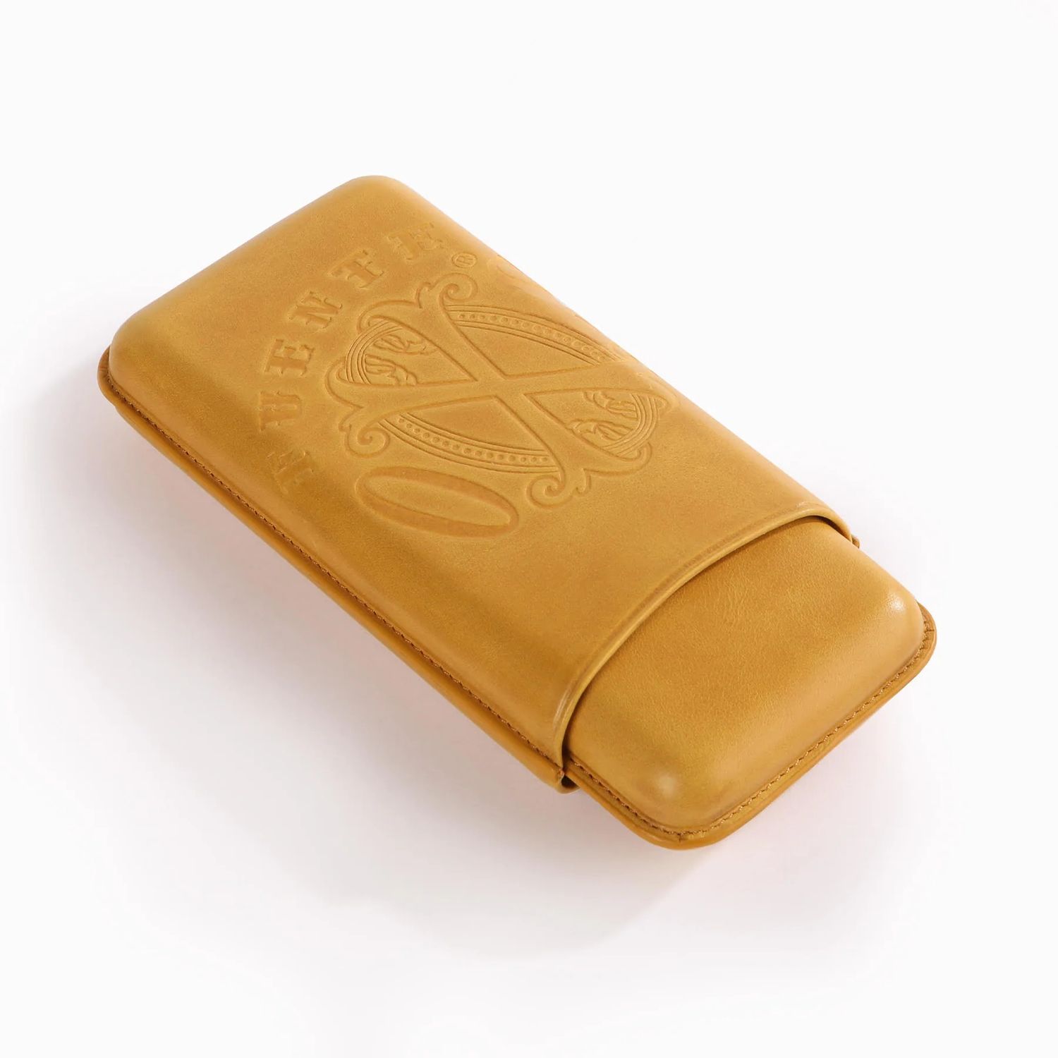 The Opus X Society Nobuk Leather 3 Cigar Case, Color: Camel Yellow