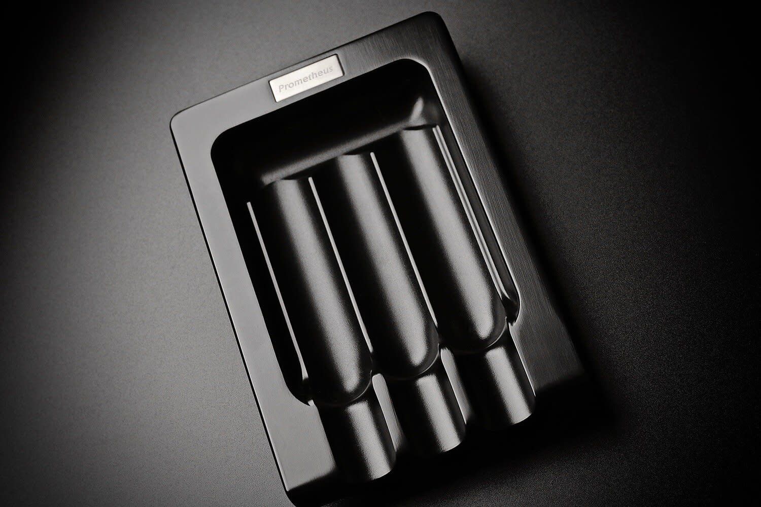 Prometheus Triple-Cigar Black Matte Metal Ashtray