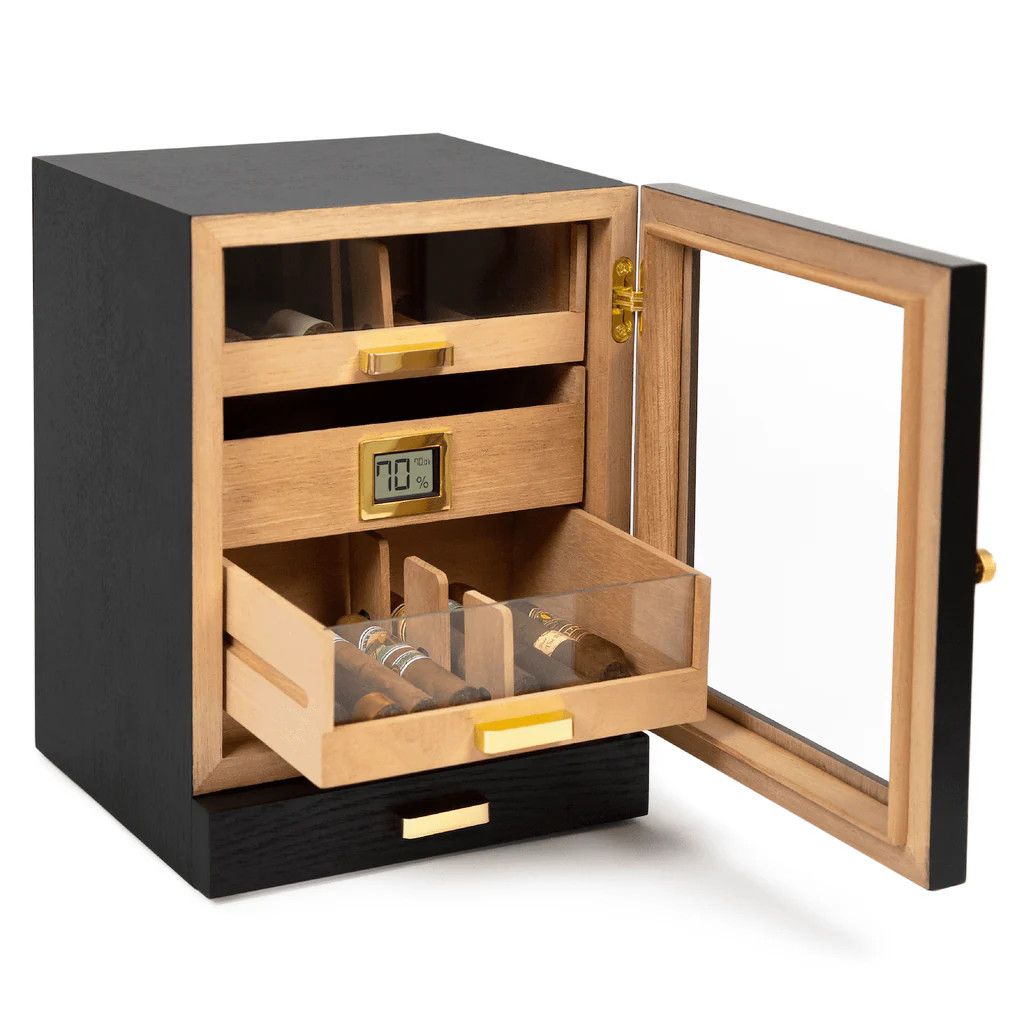 Klaro Luca Humidor Cabinet, Color: Black Ash