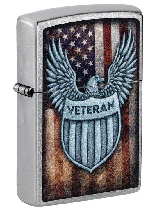 Zippo 46824 Veteran Crest and American Flag