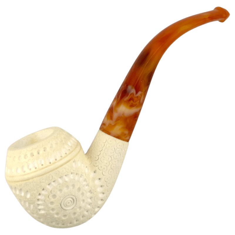 Servi Bulldog Bent Lattice Meerschaum Pipe
