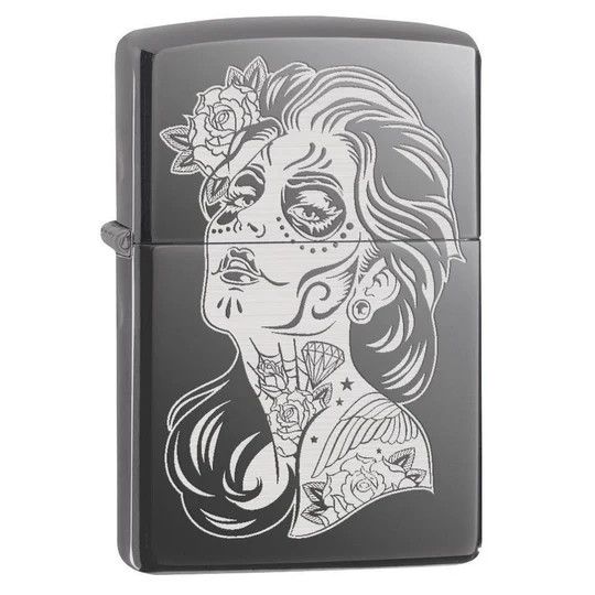 Zippo 77667 Day of the Dead Girl - Black Ice