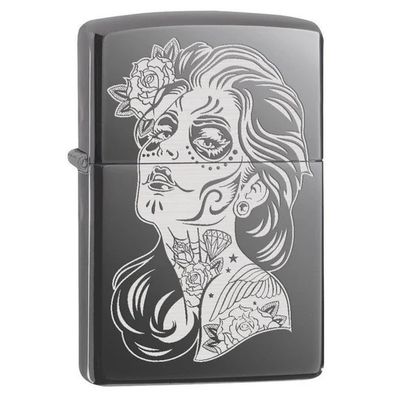 Zippo 77667 Day of the Dead Girl - Black Ice