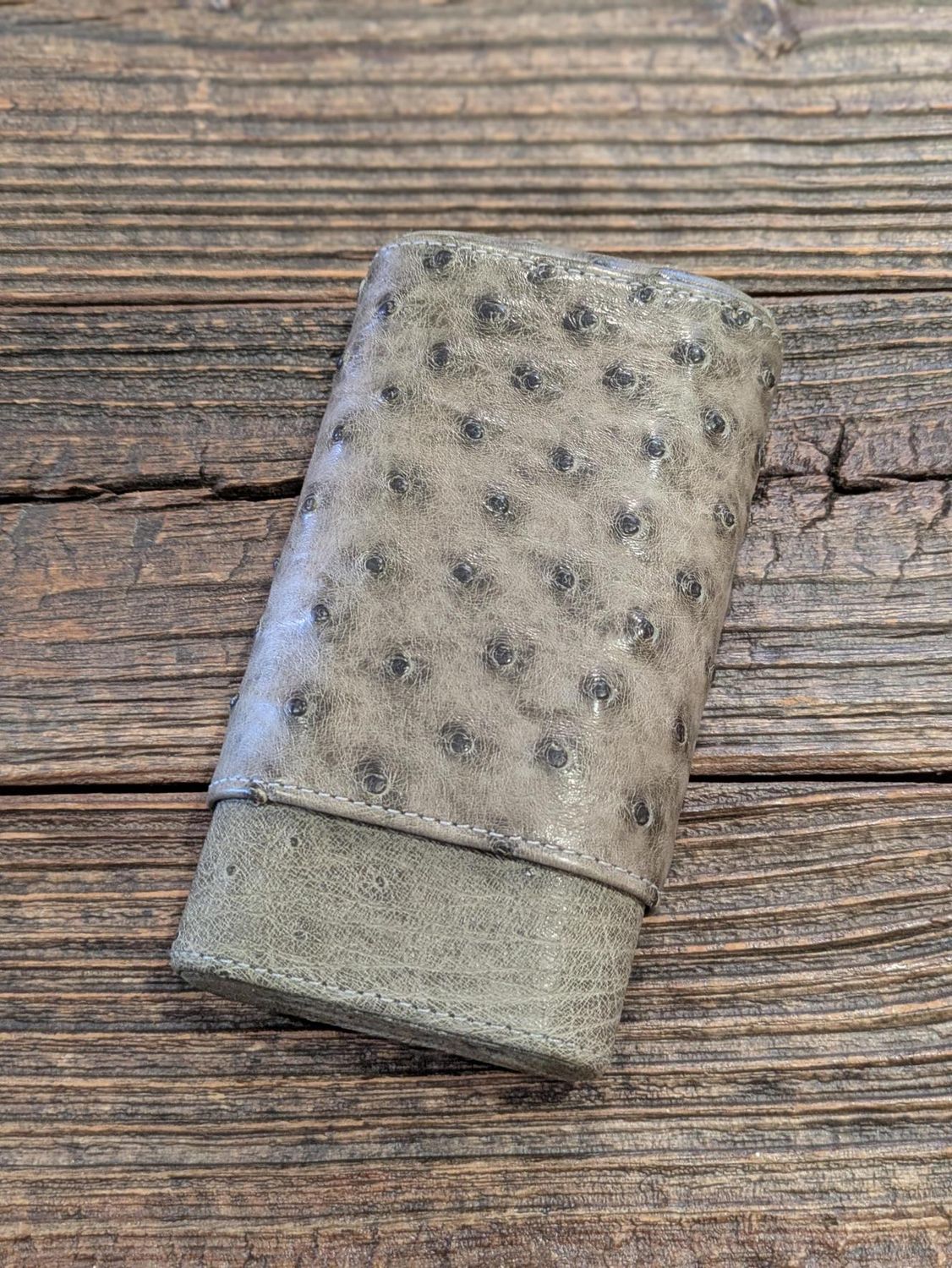 Brizard &amp; Co. Cigar Case Showband 3 Genuine Ostrich Bruciato Jungle