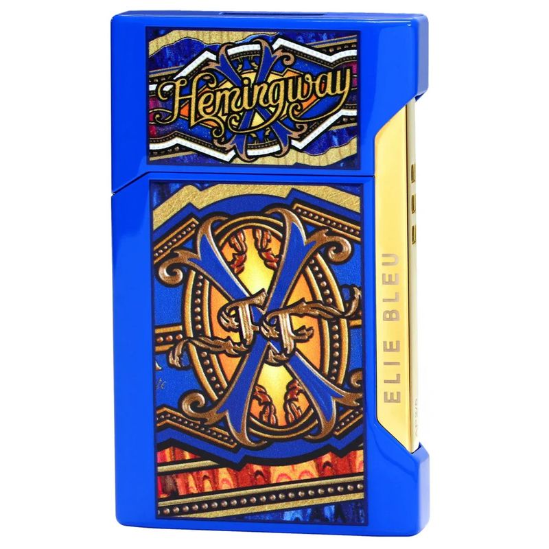 Elie Bleu Fuente Opus Hemingway J-12 Blue &amp; Gold Flat Flame Lighter