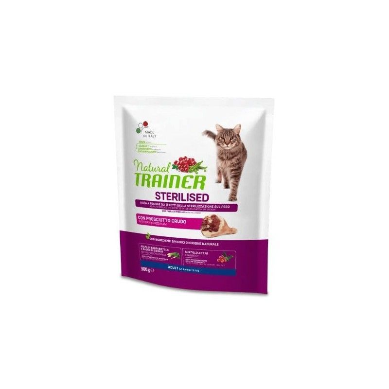 NATURAL TRAINER GATTO STERILIZZATO PROSCIUTTO 300GR