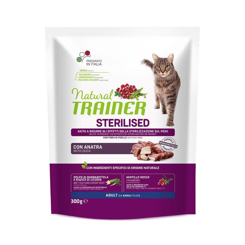 NATURAL TRAINER GATTO STERILIZZATO ANATRA 300GR