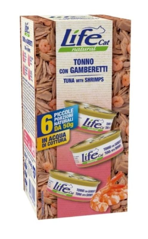 LIFECAT TONNO CON GAMBERETTI 6X50GR