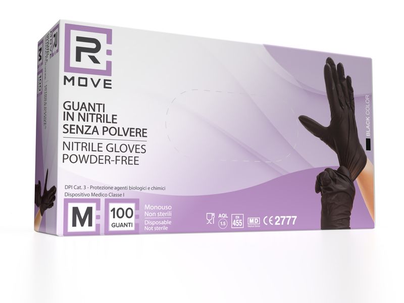 GUANTI MONOUSO IN NITRILE SENZA POLVERE DA 100PZ TAGLIA M