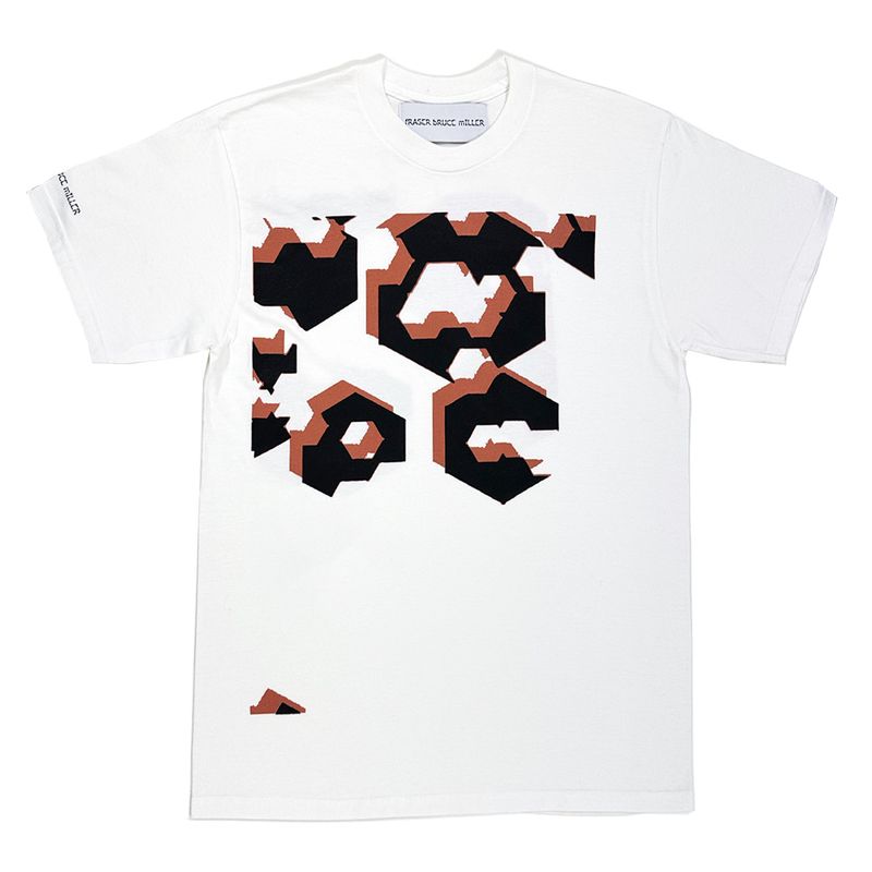 WHITE HEXAGON LEOPARD PRINT T-SHIRT