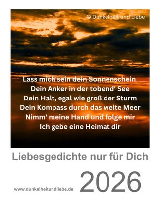 "Liebesgedichte nur für dich" Wandkalender 2026  A5 mit Spiralbindung