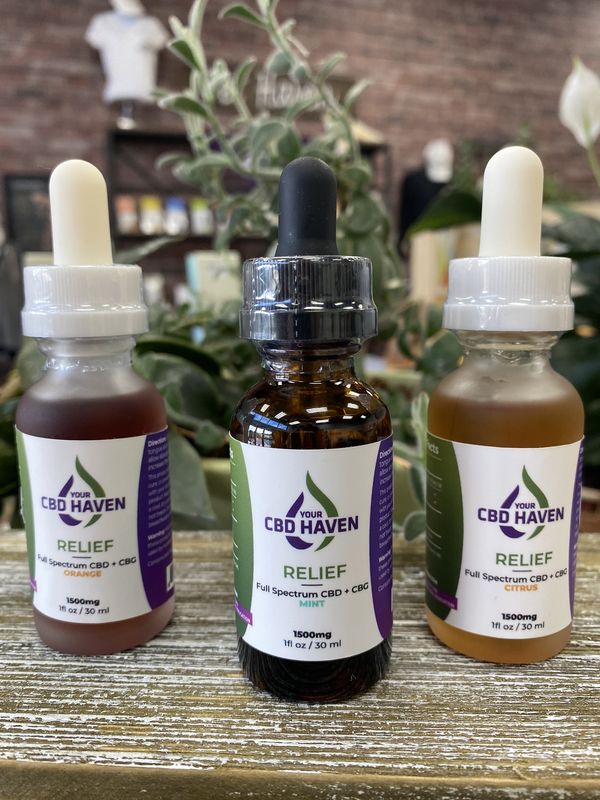 YOUR CBD HAVEN - &quot;RELIEF&quot; Full Spectrum CBD/CBG Oil Tinctures 1500mg: