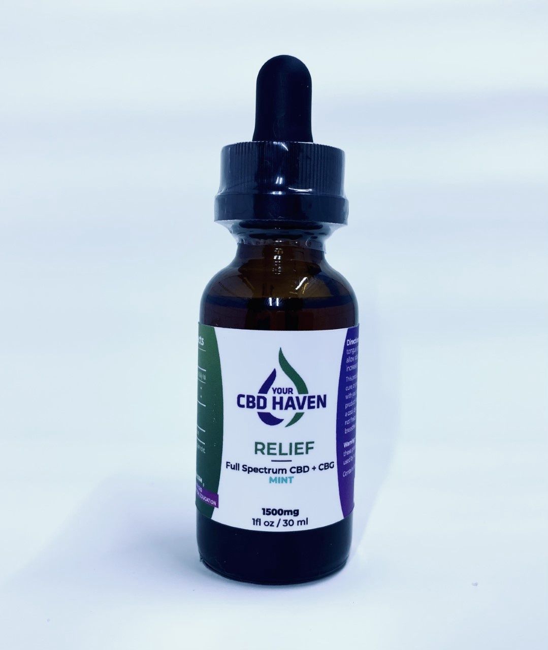 YOUR CBD HAVEN - &quot;RELIEF&quot; Full Spectrum CBD/CBG Oil Tinctures 1500mg:, Flavor: Mint Flavor