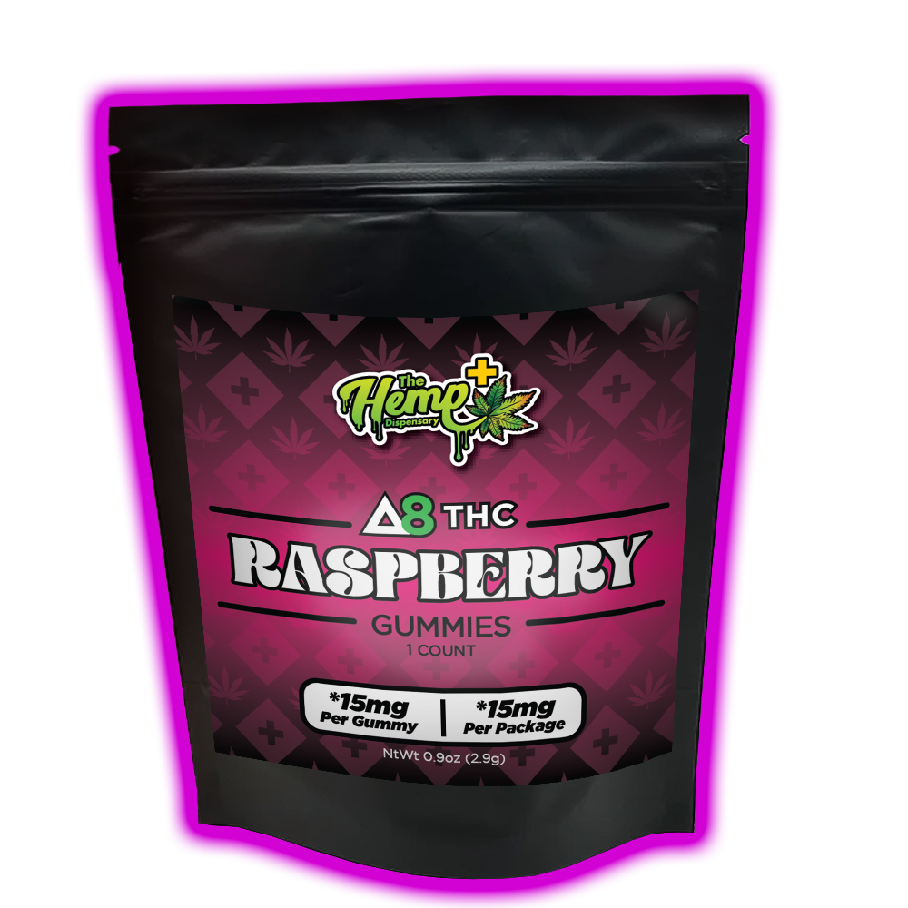 DELTA 8 THC GUMMIES 15MG RASPBERRY, Variant: 1 COUNT BATCH 030724-2