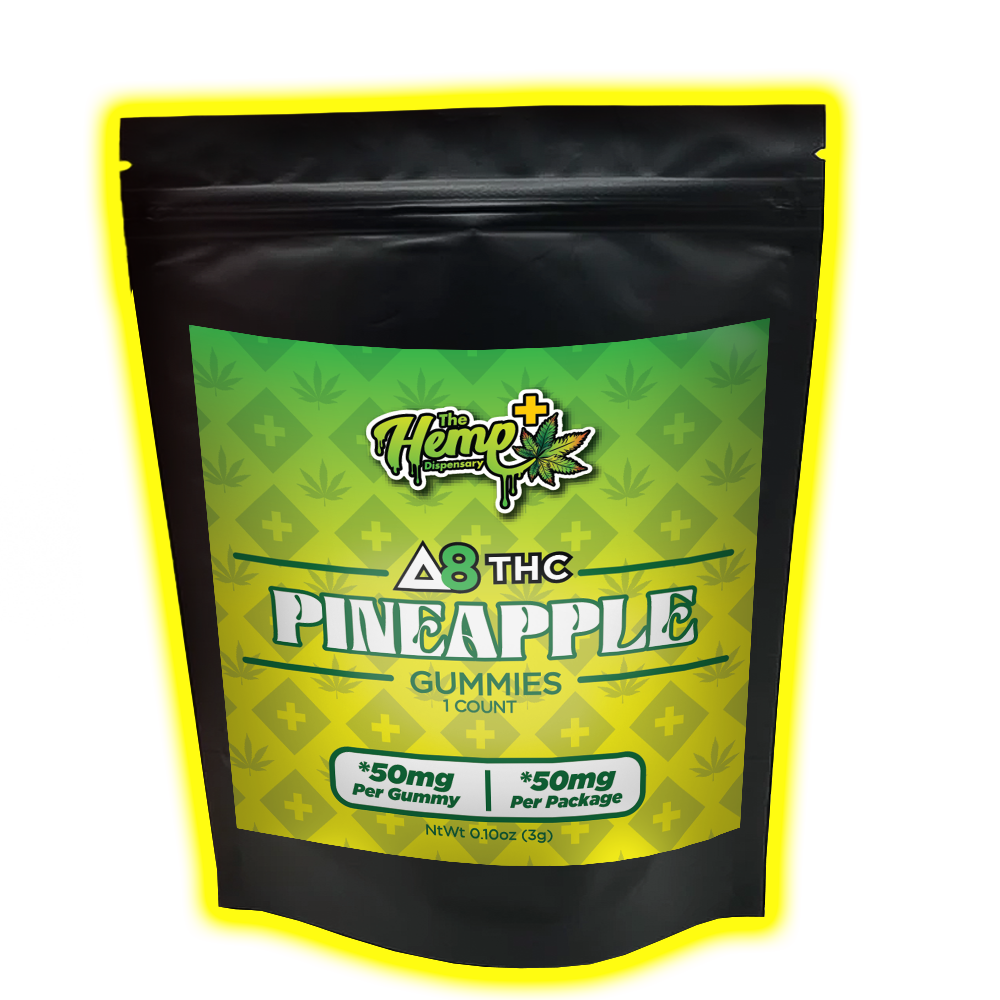 DELTA 8 THC GUMMIES 50MG PINEAPPLE, Variant: 1 COUNT BATCH 030724-1