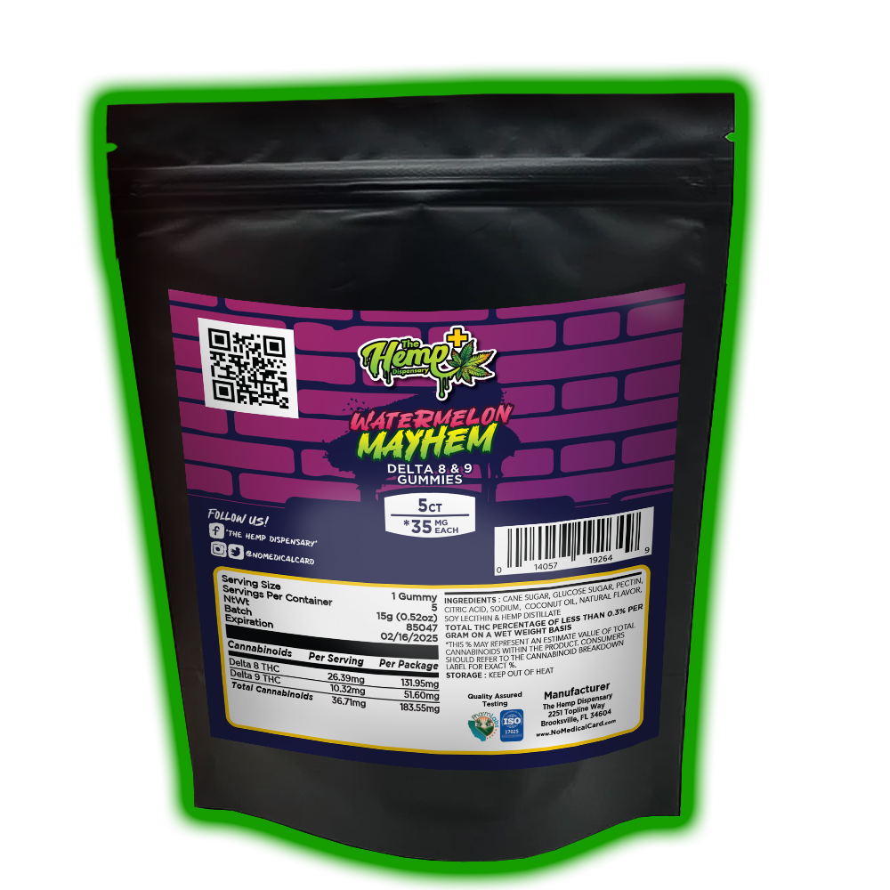 DELTA 8 THC/DELTA 9 THC GUMMIES MAYHEM 35MG WATERMELON