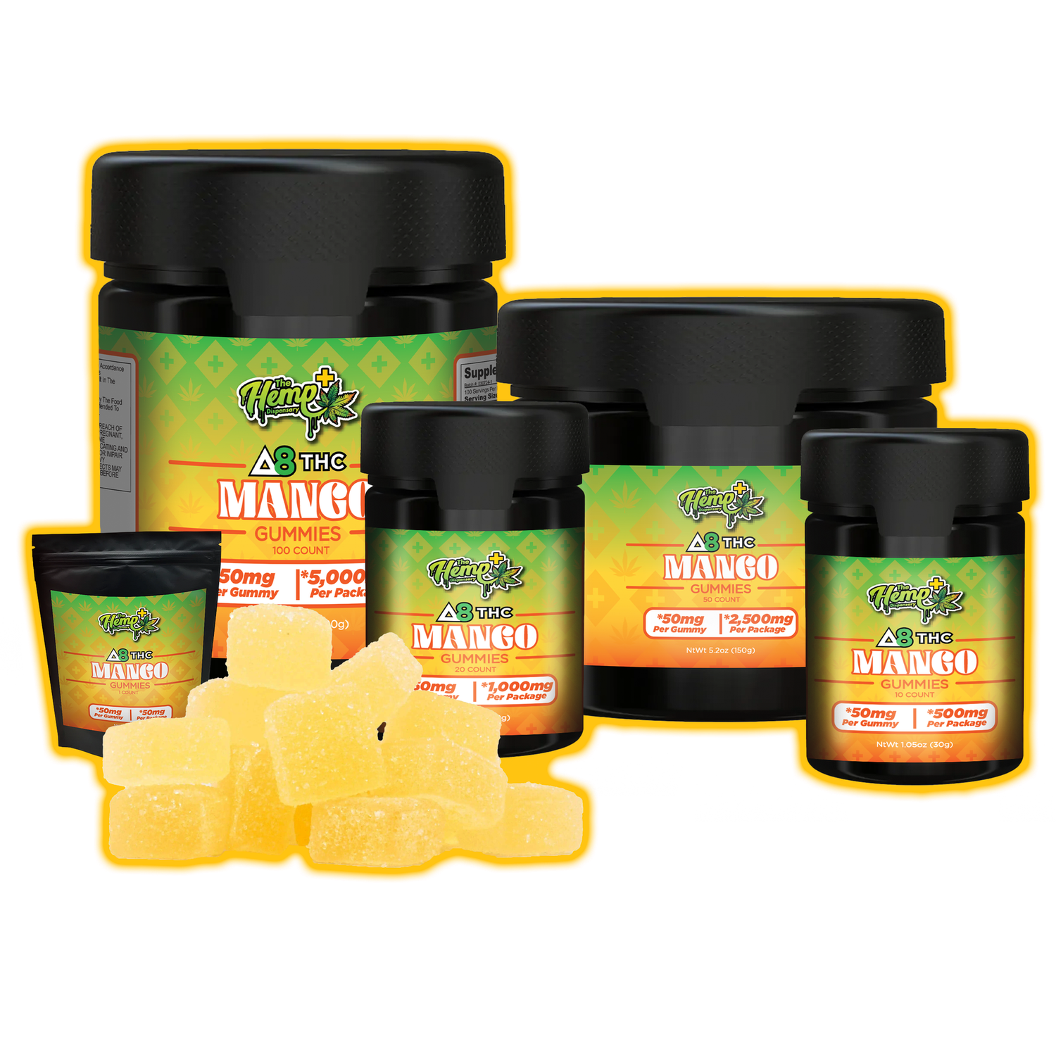 DELTA 8 THC GUMMIES 50MG MANGO