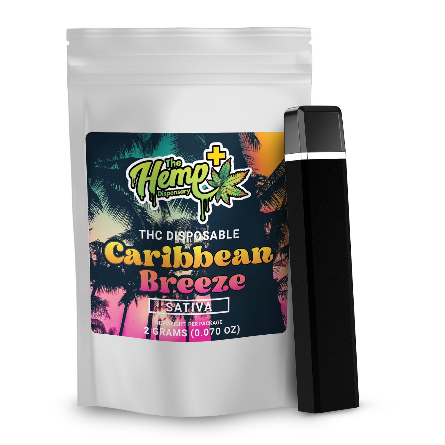 DELTA 8 THC DISPOSABLE VAPE TWO GRAMS SATIVA CARIBBEAN BREEZE