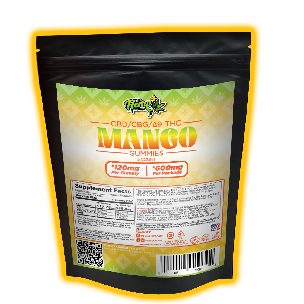 CBD/CBG/DELTA 9 THC GUMMIES 120MG MANGO