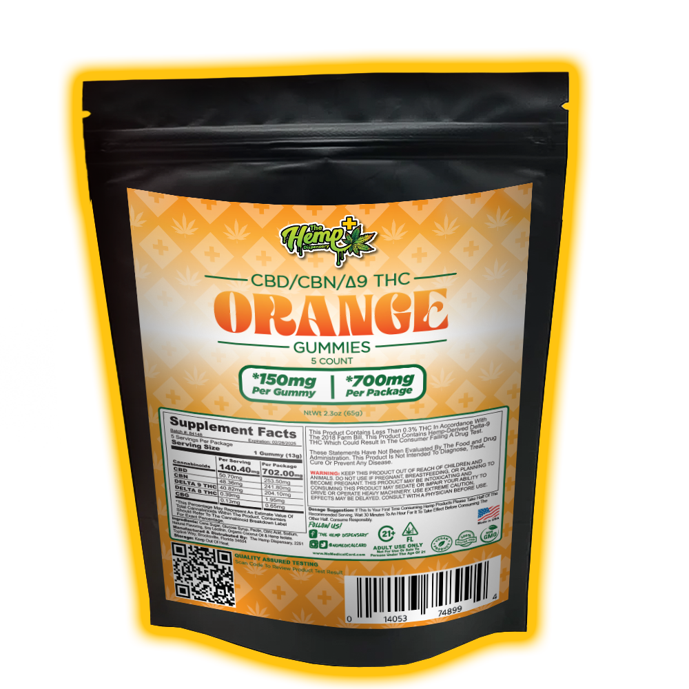 CBD/CBN/DELTA 9 THC GUMMIES 140MG ORANGE
