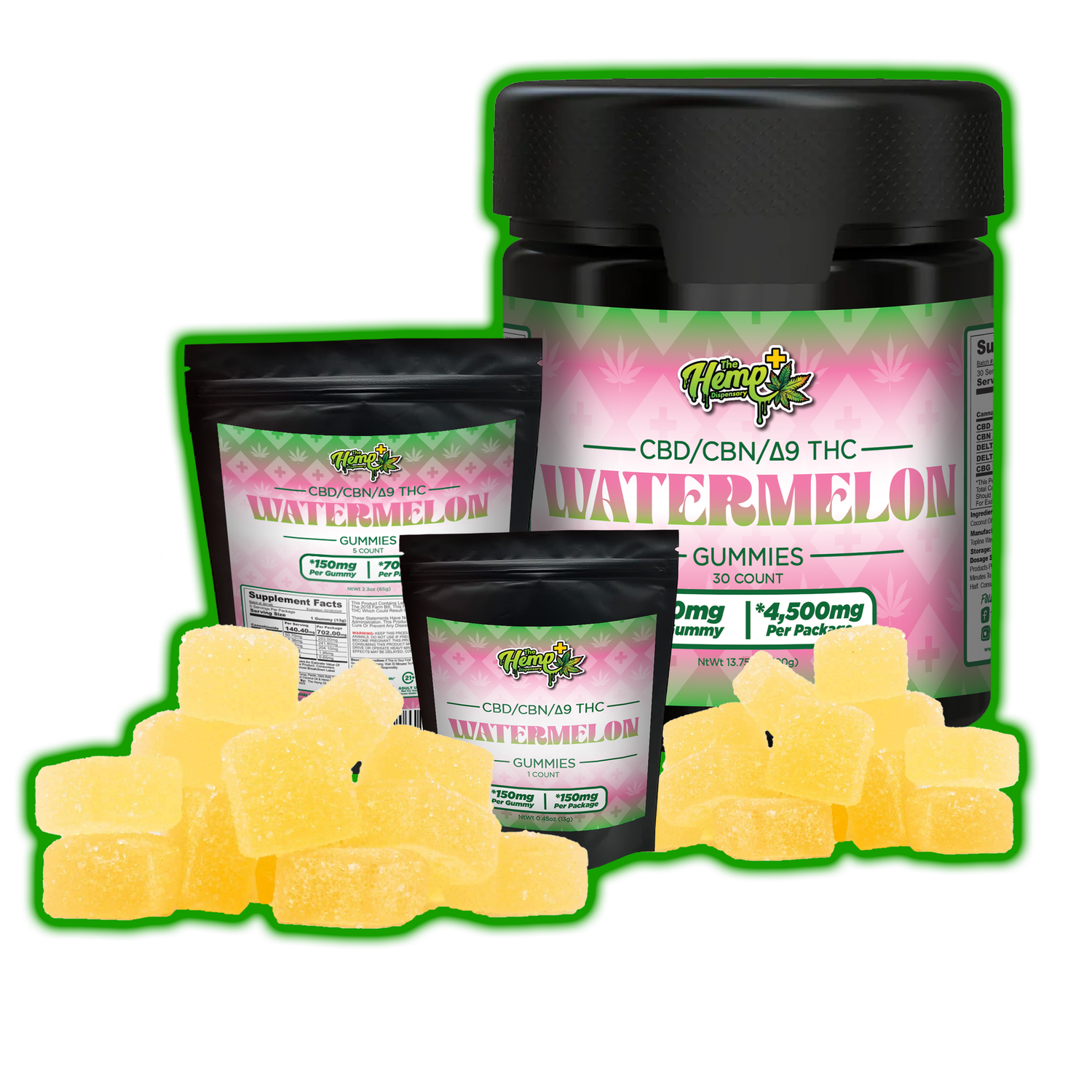 CBD/CBN/DELTA 9 THC GUMMIES 140MG WATERMELON
