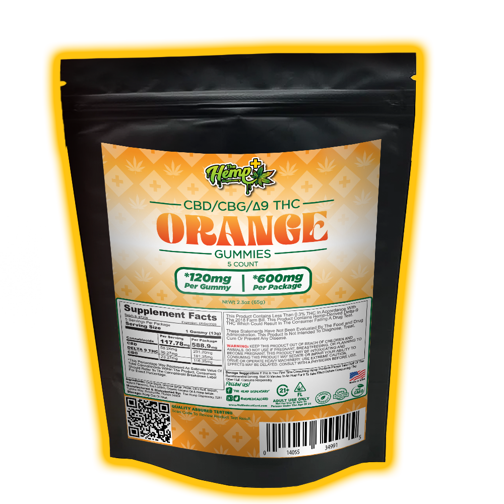 CBD/CBG/DELTA 9 THC GUMMIES 120MG ORANGE